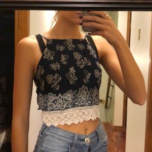 blue halter neck tank top